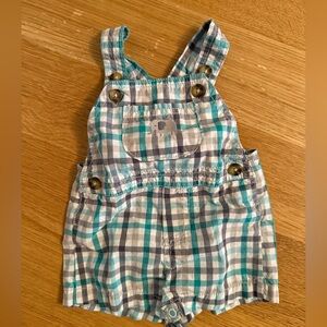 Carter's Blue and Gray Plaid Overalls 🐘